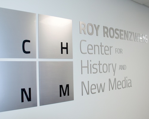 RRCHNM's logo as displayed outside of the Center's office.