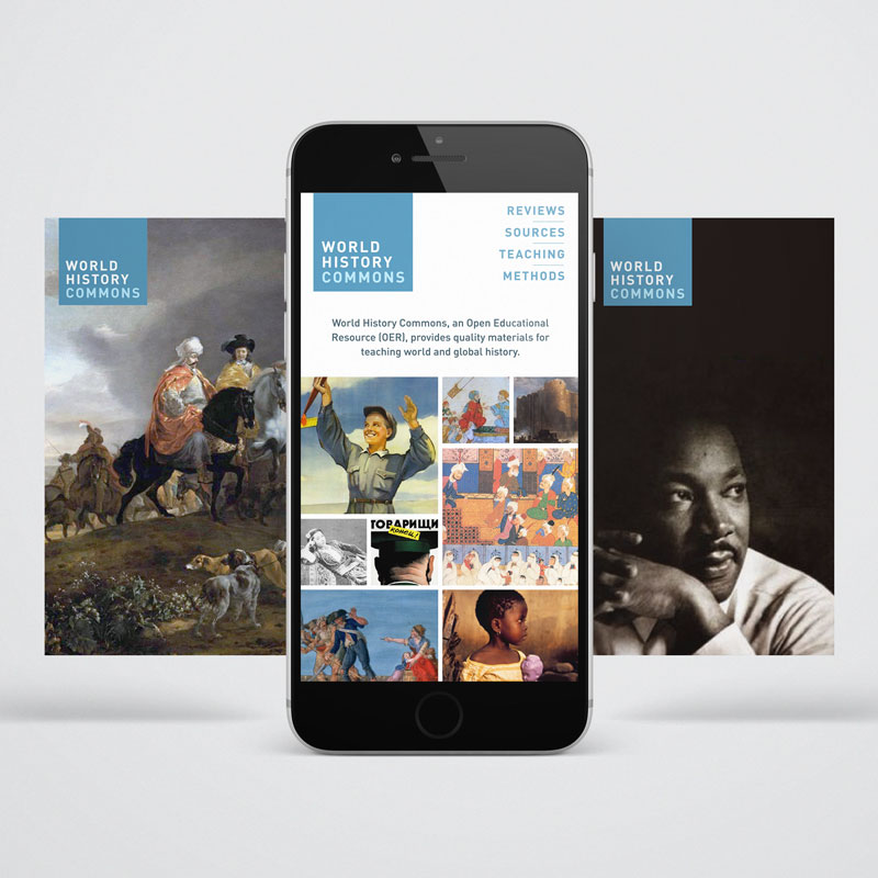 World History Commons website displayed on a smart phone.